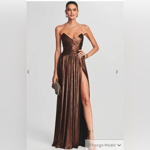 Retrofete metallic brown gown